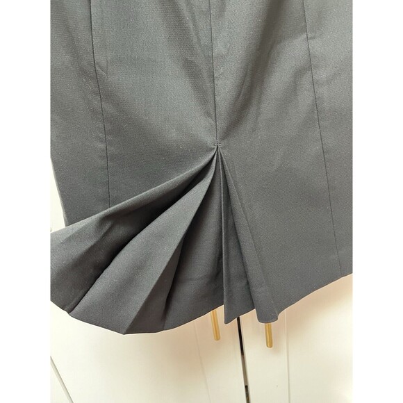 Ann Taylor LOFT Womens Sz 4 Pencil Skirt Solid Black Back Zip Pleated Slit - Picture 8 of 8